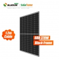 Bluesun Solar PV Modul PV Bingkai Hitam Separuh Potong Perc 370W 370Wp 370Watt Monocrystalline Solar Panel