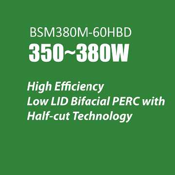  Bluesun BSM380M-60HBD 350W-380W panel solar separuh sel dwifungsi Lembaran Data 