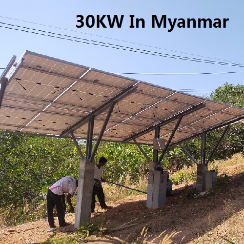sistem suria pemasangan tanah bluesun 30KW di myanmar